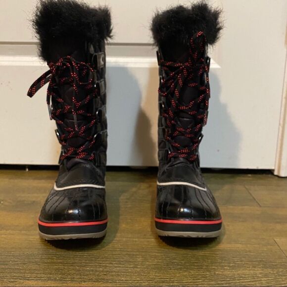 Sorel Tolfino Black Quilted Pink Faux Fur Waterproof Snow Winter Tall Boot 6 - Picture 2 of 14